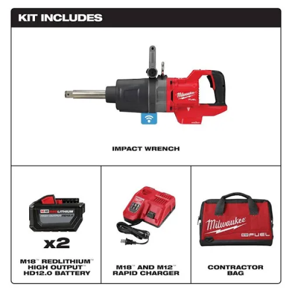 Milwaukee 2869-22HD M18 FUEL ONE-KEY 1" D-Handle Ext. Anvil High Torque Impact Wrench Kit
