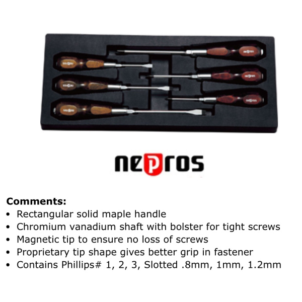KYOTO TOOL CO (KTC) / nepros /Wood Grip Screwdriver Set / NTD306 / six-piece set