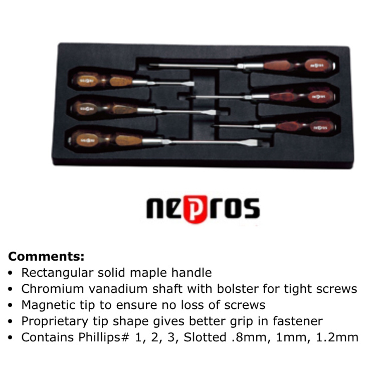 KYOTO TOOL CO (KTC) / nepros /Wood Grip Screwdriver Set / NTD306 / six-piece set