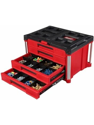 PACKOUT 4-Drawer Tool Box, Polymer, Black/Red, 22 in W x 16-1/2 in D x 14-1/2 in H