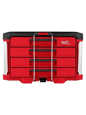 PACKOUT 48-22-8444 4-Drawer Tool Box, Polymer, Black/Red, 22 in W x 16-1/2 in D x 14-1/2 in H